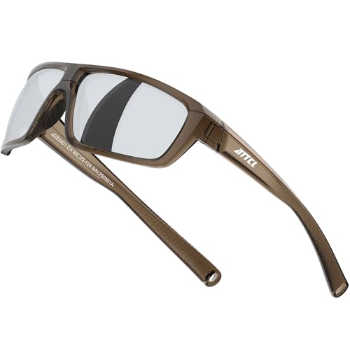 ATTCL Herren Polarisierte Wrap Sonnenbrille UV-Schutz Sportbrille TR90 Rahme Ultraleicht 5001 Toushenka-Silver von ATTCL