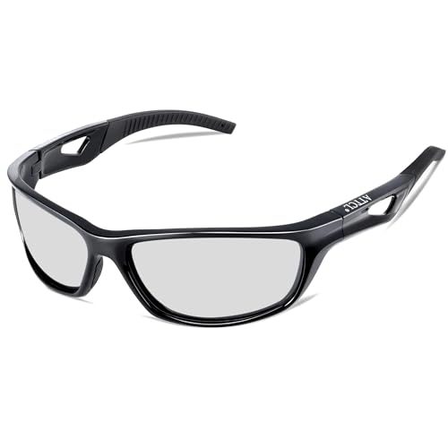 ATTCL Herren Sonnenbrille Polarisierter Sports Fahren Golf Laufen Superleichtes Rahmen (Schwarz-Silber 306) von ATTCL