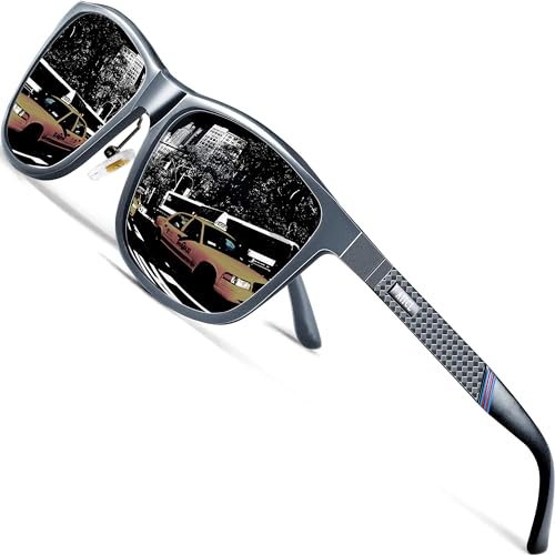 ATTCL Herren Sonnenbrille Sport Polarisierte Fahr Angeln Golf Sportbrille UV400 Schutz (Grauer Rahmen+schwarze Linse/nicht gespiegelt) von ATTCL
