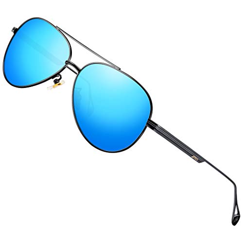 ATTCL Herren Vintage Fliegerbrille Polarisierte Sonnenbrille Pilotenbrille UV400 Schutz QL2033 blue von ATTCL