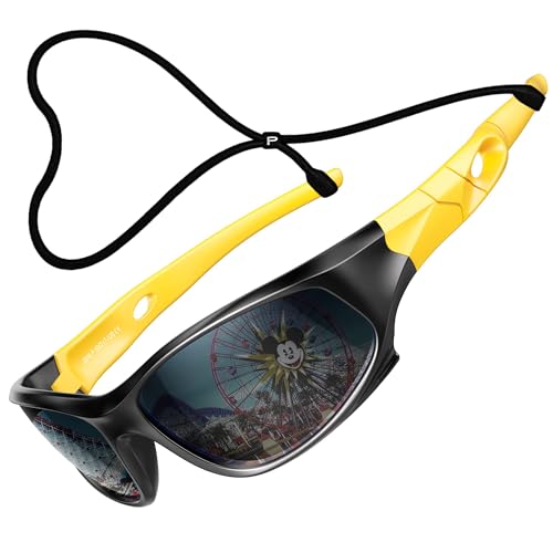 ATTCL Kinder Sonnenbrille TR90 Polarisierte Sportbrille für Jungen und Mädchen 5025 black-yellow UV400 CAT 3 CE von ATTCL