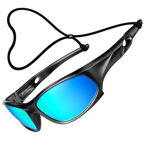 ATTCL Kinder Sonnenbrille TR90 Polarisierte Sportbrille für Jungen und Mädchen Alter 3-10 (5025 black-blue) UV400 CAT 3 CE von ATTCL