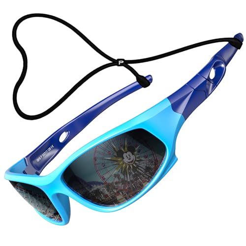 ATTCL Kinder Sonnenbrille TR90 Polarisierte Sportbrille für Jungen und Mädchen Alter 3-10 5025 blue-blue UV400 CAT 3 CE von ATTCL