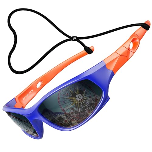 ATTCL Kinder Sonnenbrille TR90 Polarisierte Sportbrille für Jungen und Mädchen Alter 3-10 5025 orange-blue UV400 CAT 3 CE von ATTCL