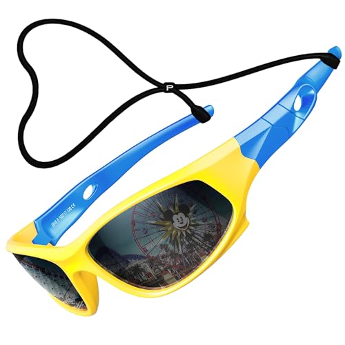 ATTCL Kinder Sonnenbrille TR90 Polarisierte Sportbrille für Jungen und Mädchen Alter 3-10 5025 yellow-blue UV400 CAT 3 CE von ATTCL