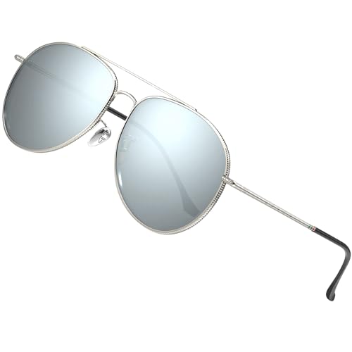 ATTCL Pilotenbrille Polarisierte Sonnenbrille Damen Herren Klassische UV400-Schutz Piloten Sonnenbrillen 3066 C2 Black silver von ATTCL