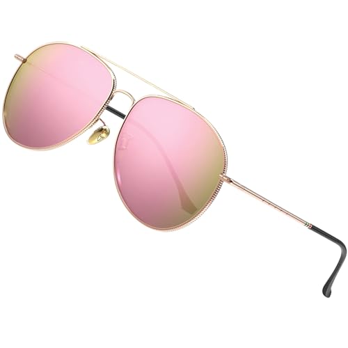 ATTCL Pilotenbrille Polarisierte Sonnenbrille Damen Herren Klassische UV400-Schutz Piloten Sonnenbrillen 3066 C6 Rosegold pink von ATTCL