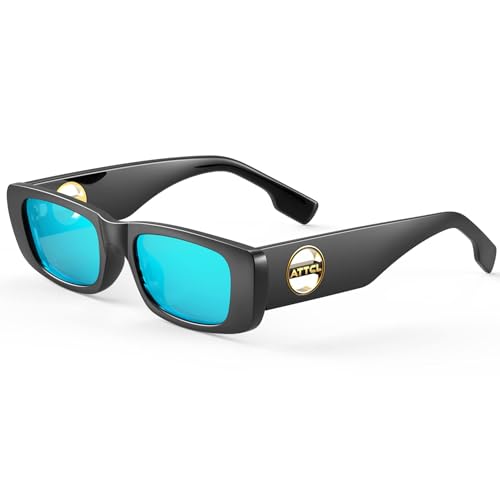 ATTCL Polarisierte Damen Sonnenbrille mit rechteckigem Rahmen trendige klobige Sonnenbrille mit UV-Schutz 5088 C2 Black+blue von ATTCL