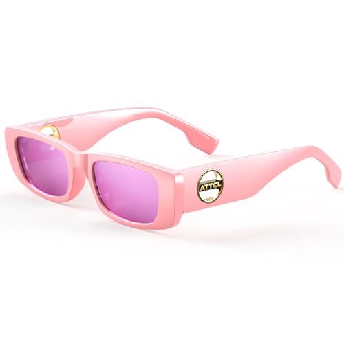 ATTCL Polarisierte Damen Sonnenbrille mit rechteckigem Rahmen trendige klobige Sonnenbrille mit UV-Schutz 5088 C5 Pink+pink von ATTCL