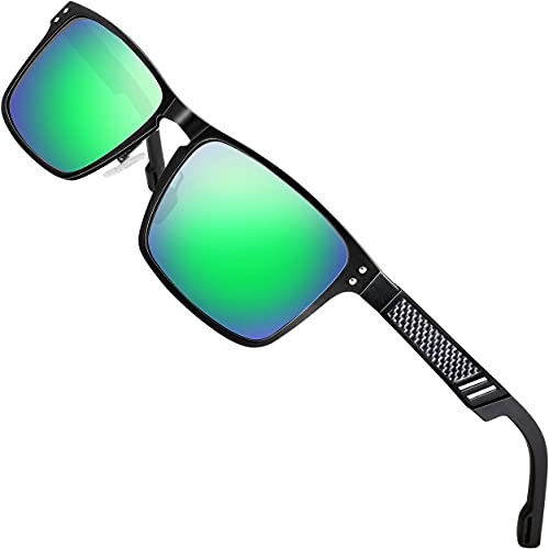 ATTCL Polarisierte Fahren Sonnenbrille Herren Al-Mg Metall Rahme Ultra Leicht (6500 Grün) UV400 CAT 3 CE von ATTCL