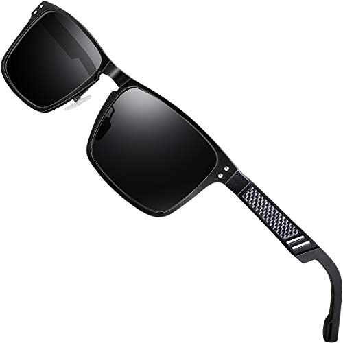 ATTCL Polarisierte Fahren Sonnenbrille Herren Al-Mg Metall Rahme Ultra Leicht 6500 Black UV400 CAT 3 CE von ATTCL