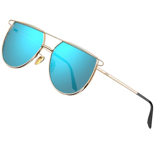 ATTCL Polarisierte Damen Sonnenbrille Großer Metallrahmen UV400-Schutz Sonnenbrillen 3055 C4 Black+gold+blue von ATTCL