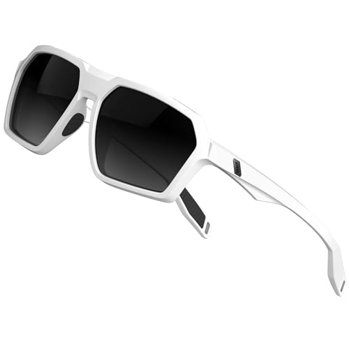 ATTCL Polarisierte Sonnenbrille Herren Sportbrille mit UV-Schutz Hexagonal TR90 Rahmen 2137 C6 White+grey von ATTCL