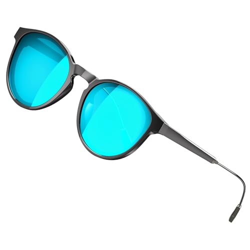 ATTCL Runde klassische Damen Polarisierte Sonnenbrille Retro trendige UV400-Schutz Sonnenbrillen C2 Black+blue von ATTCL