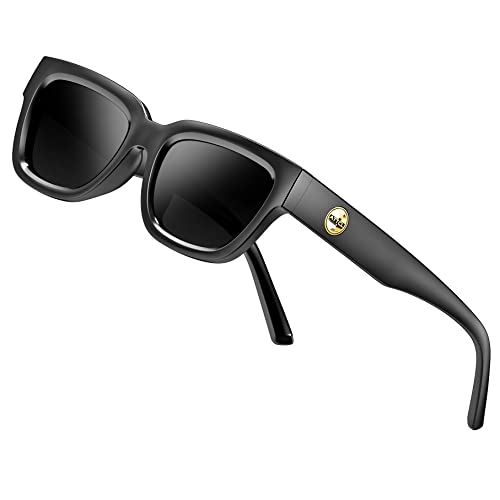 ATTCL Sonnenbrille Damen Polarisierte Vintage TR90 Rahmen Kleiner Rechteckig Sonnenbrillen 5533 C1 Black+grey von ATTCL