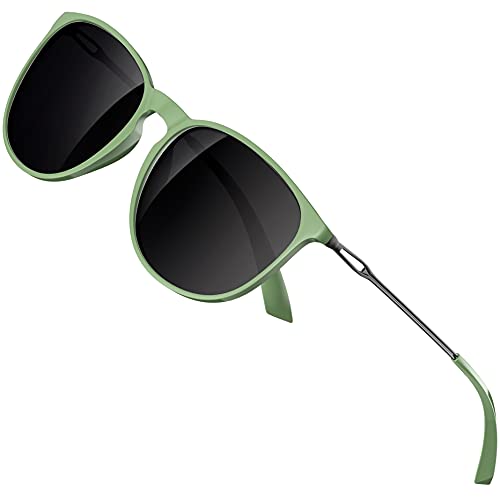 ATTCL Sonnenbrille Damen - Vintage Polarisierte Ultraleicht UV-Schutz Verspiegelt Sonnenbrillen Green+Black+Grey 1013 von ATTCL