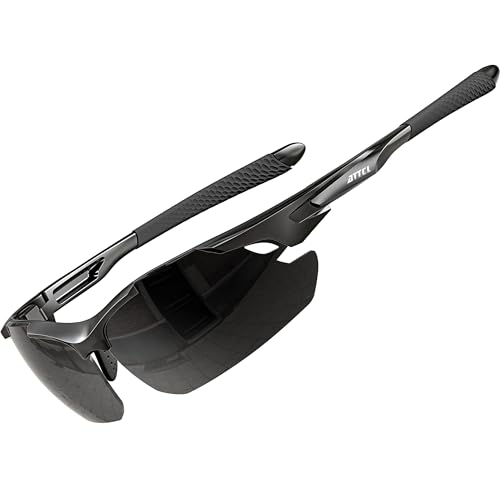 ATTCL Sonnenbrille Herren - Verbesserte Polarisierte Sportbrille Ultraleicht UV-Schutz Sonnenbrillen 7027-C1 Black UV400 CAT 3 CE von ATTCL