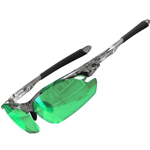 ATTCL Sonnenbrille Herren - Verbesserte Polarisierte Sportbrille Ultraleicht UV-Schutz Sonnenbrillen 7027-C4 Clear+Green UV400 CAT 3 CE von ATTCL