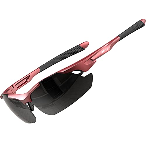 ATTCL Sonnenbrille Herren - Verbesserte Polarisierte Sportbrille Ultraleicht UV-Schutz Sonnenbrillen 7027 C8-Red+Grey UV400 CAT 3 CE von ATTCL