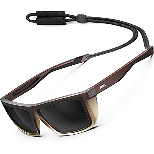 ATTCL Sport Polarisierte Sonnenbrille Für Männer Frauen Radfahren Fahren Angeln 100% UV-Schutz Sonnenbrille, C4-Brown-Brown-Grey, 58 von ATTCL