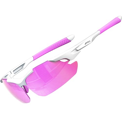 ATTCL Sunglasses For Women - Upgraded Sports Polarized Sunglasses for Cycling Driving Fishing UV Protection 7027-C6 White+Pink UV400 CAT 3 CE von ATTCL