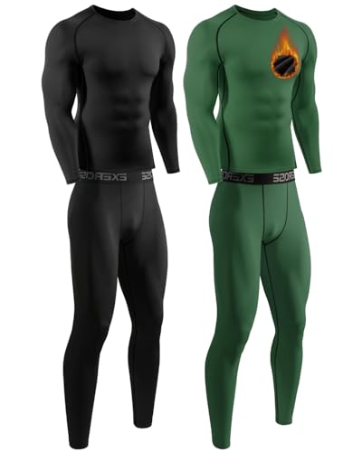 ATTIQOZI 2 Pack Thermounterwäsche Herren Funktionsunterwäsche Skiunterwäsche Set Winter Warm Innenflleece Lange Unterwäsche Herren Atmungsaktiv Thermounterhemd für Männer Schwarz/Grün XXL ATTIQOZI 2 Pack Thermounterwäsche Herren Funktionsunterwäsche Skiunterwäsche Set Winter Warm Innenflleece Lange Unterwäsche Herren Atmungsaktiv Thermounterhemd für Männer Schwarz/Grün XXL von ATTIQOZI