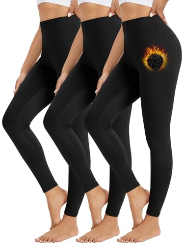 ATTIQOZI 3 Pack Thermo Leggings Damen Winter High Waist Blickdicht Thermohose Gefütterte Sportleggings Thermounterwäsche Innenfleece Skiunterwäsche Damen für Yoga Ski 3 Schwarz M ATTIQOZI 3 Pack Thermo Leggings Damen Winter High Waist Blickdicht Thermohose Gefütterte Sportleggings Thermounterwäsche Innenfleece Skiunterwäsche Damen für Yoga Ski 3 Schwarz M von ATTIQOZI