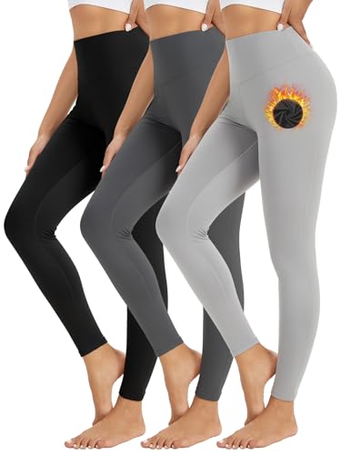 ATTIQOZI 3 Pack Thermo Leggings Damen Winter High Waist Blickdicht Thermohose Gefütterte Sportleggings Thermounterwäsche Innenfleece Skiunterwäsche Damen für Yoga Ski Schwarz/Dunkelgrau/Grau L ATTIQOZI 3 Pack Thermo Leggings Damen Winter High Waist Blickdicht Thermohose Gefütterte Sportleggings Thermounterwäsche Innenfleece Skiunterwäsche Damen für Yoga Ski Schwarz/Dunkelgrau/Grau L von ATTIQOZI
