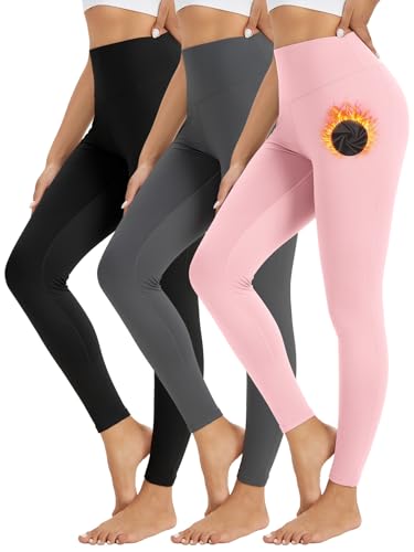 ATTIQOZI 3 Pack Thermo Leggings Damen Winter High Waist Blickdicht Thermohose Gefütterte Sportleggings Thermounterwäsche Innenfleece Skiunterwäsche Damen für Yoga Ski Schwarz/Dunkelgrau/Rosa XXL ATTIQOZI 3 Pack Thermo Leggings Damen Winter High Waist Blickdicht Thermohose Gefütterte Sportleggings Thermounterwäsche Innenfleece Skiunterwäsche Damen für Yoga Ski Schwarz/Dunkelgrau/Rosa XXL von ATTIQOZI