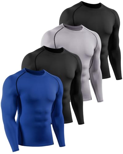 ATTIQOZI 4 Pack Kompressionsshirt Herren Langarm Schnelltrocknend Funktionsshirt Herren Atmungsaktives Laufshirt Longsleeve Sportshirt Männer für Workout Jogging Gym Schwarz/Grau/Schwarz/Navyblau M ATTIQOZI 4 Pack Kompressionsshirt Herren Langarm Schnelltrocknend Funktionsshirt Herren Atmungsaktives Laufshirt Longsleeve Sportshirt Männer für Workout Jogging Gym Schwarz/Grau/Schwarz/Navyblau M von ATTIQOZI