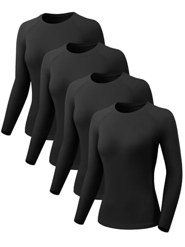 ATTIQOZI 4 Pack Langarmshirt Damen Schnelltrocknend Funktionsshirt Damen Kompressionsshirt Laufshirts, Atmungsaktiv Workout Fitness Oberteil Langarm Sportshirt 4 Schwarz S ATTIQOZI 4 Pack Langarmshirt Damen Schnelltrocknend Funktionsshirt Damen Kompressionsshirt Laufshirts, Atmungsaktiv Workout Fitness Oberteil Langarm Sportshirt 4 Schwarz S von ATTIQOZI