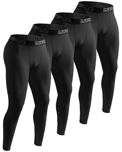 ATTIQOZI 4 Pack Sport Leggings Herren Lange Kompressionshose Herren als Laufhose - Atmungsaktive Jogging Tights mit Funktionsunterhose für Fitness Training 4 Schwarz S von ATTIQOZI