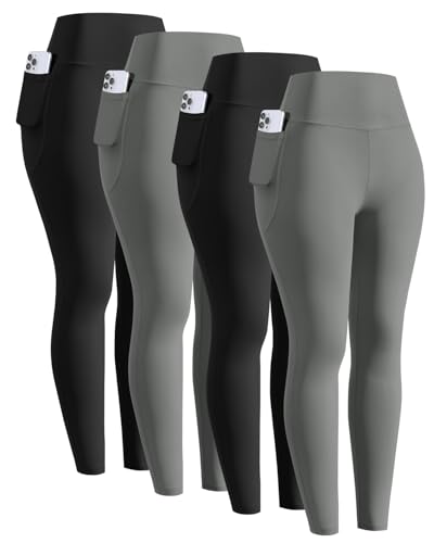 ATTIQOZI 4 Pack Sportleggings Mädchen Lang Mit Handytasche Komfortable Hohe Taille Sporthose Elastisch Yogahose Kompressionsleggins Tanzhose für Jogging Gymnastik Schwarz/Grau/Schwarz/Grau XL ATTIQOZI 4 Pack Sportleggings Mädchen Lang Mit Handytasche Komfortable Hohe Taille Sporthose Elastisch Yogahose Kompressionsleggins Tanzhose für Jogging Gymnastik Schwarz/Grau/Schwarz/Grau XL von ATTIQOZI