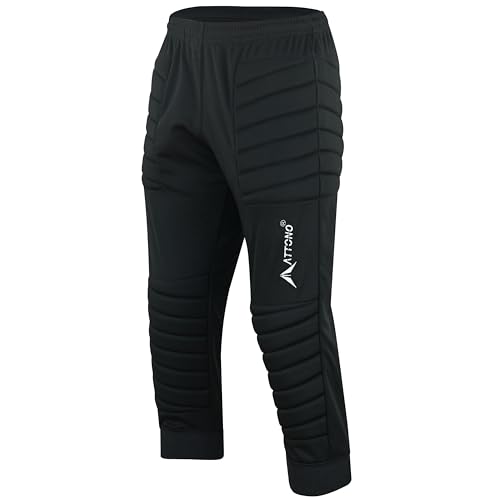 ATTONO Kinder Torwarthose 3/4 Torwart Fußball Hose mittellang gepolstert am Knie und Hüfte - 152 von ATTONO