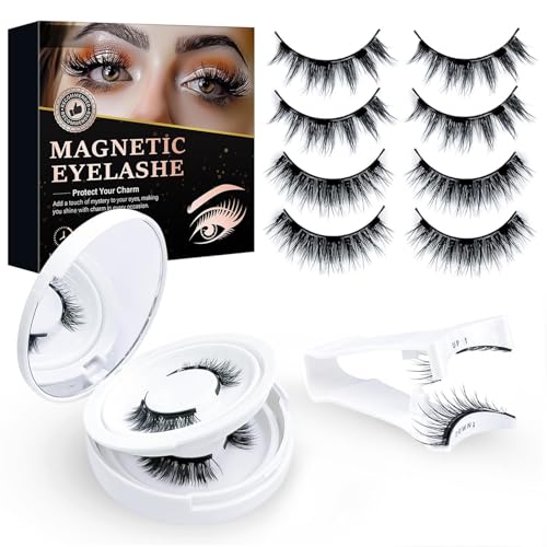 Magnetische Wimpern NatüRlicher Look, Magnet Lashes mit Applikator, Falsche Magnetic Wimpern Ohne Kleber and Eyeliner von ATUIO