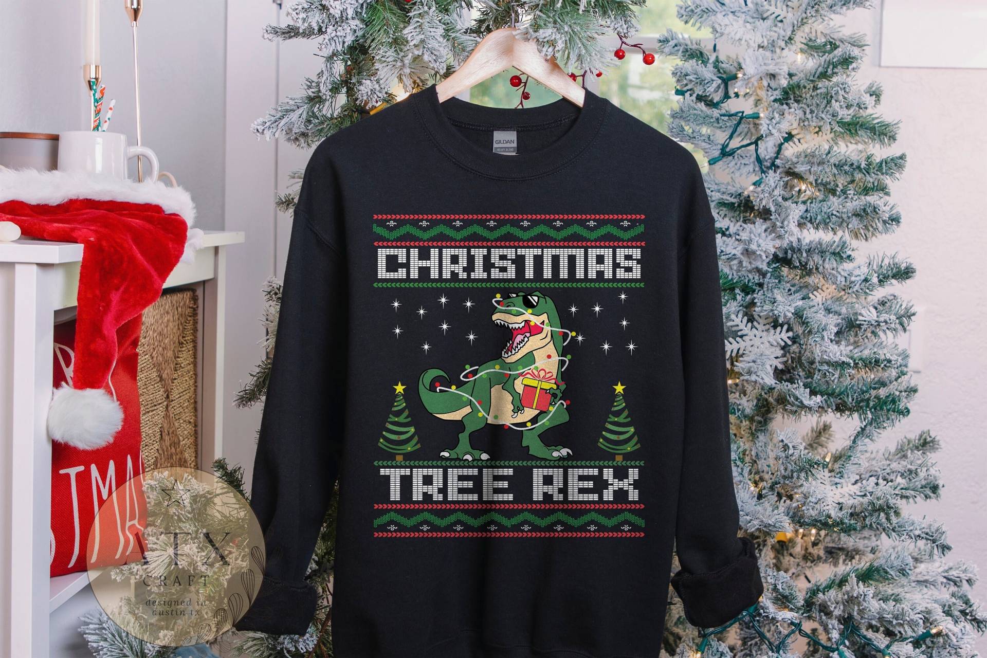 T-Rex Weihnachtspullover, Baum Rex, Hässlicher Klebriger Lustiger Weihnachtspullover Paare von ATXCraft