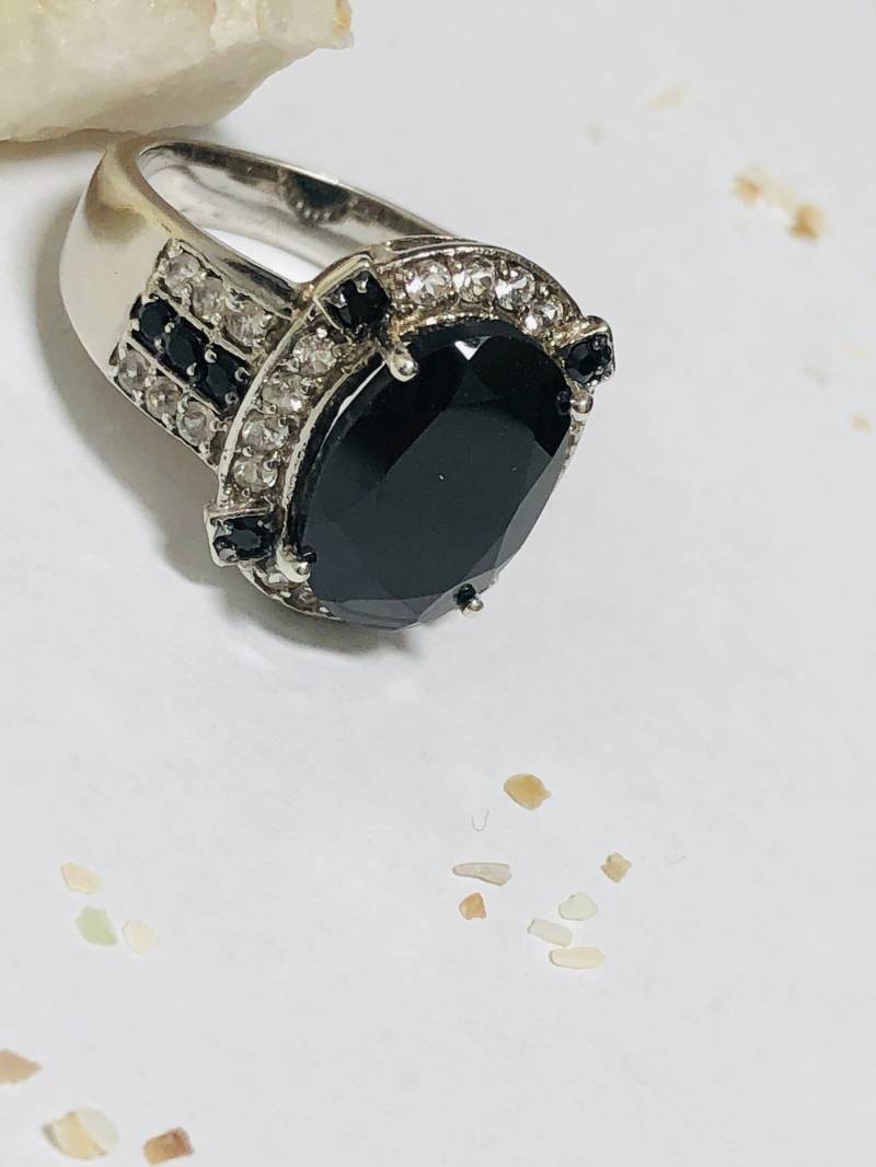 Onyx Statement Ring in Sterling Silber von ATZAJEWELRY