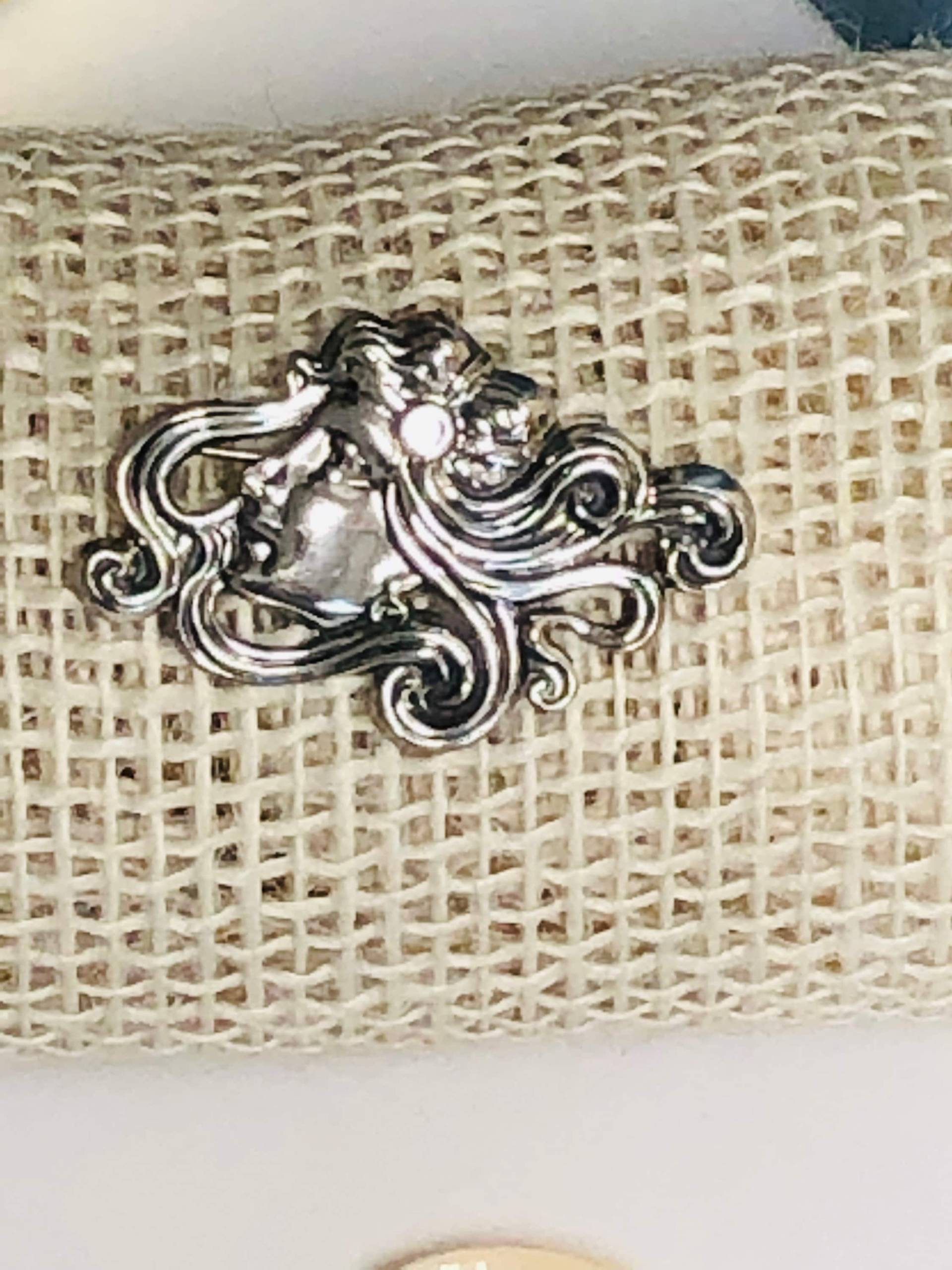 Vintage Jugendstil Sterling Silber Frauen Profil Gesicht Brosche von ATZAJEWELRY