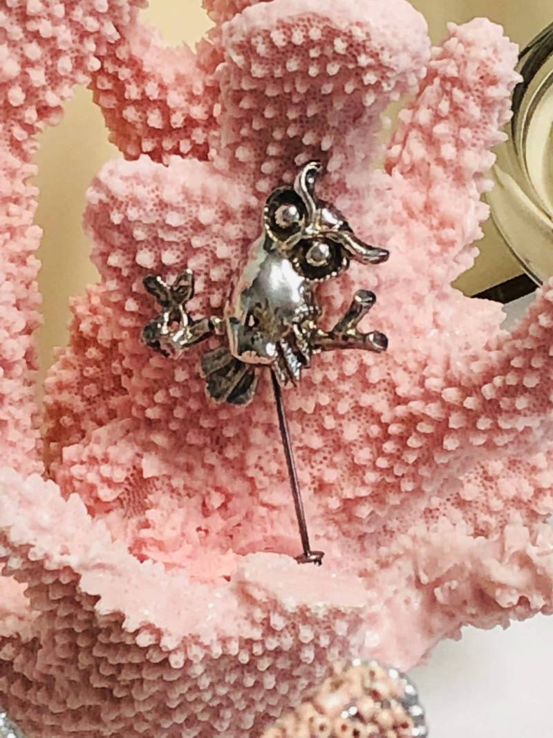 Vintage Sterling Silber Eule Stick Pin Brosche von ATZAJEWELRY