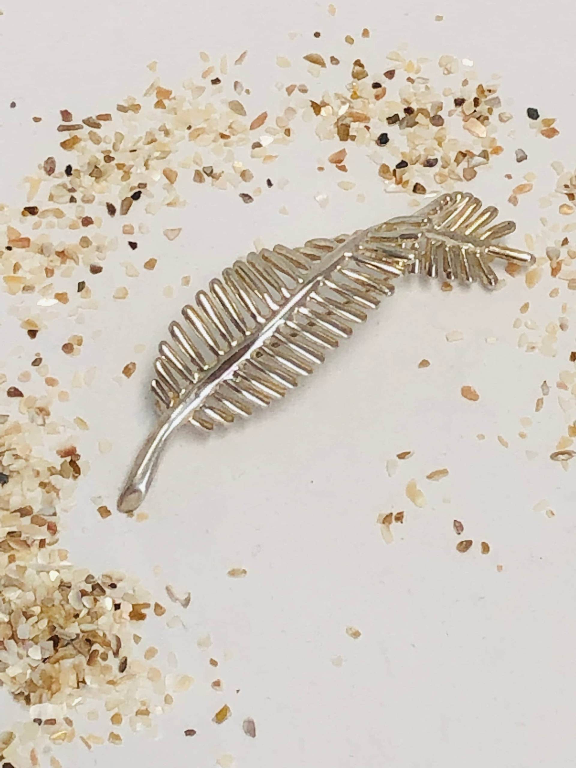 Vintage Sterling Silber Feder Pin Brosche von ATZAJEWELRY