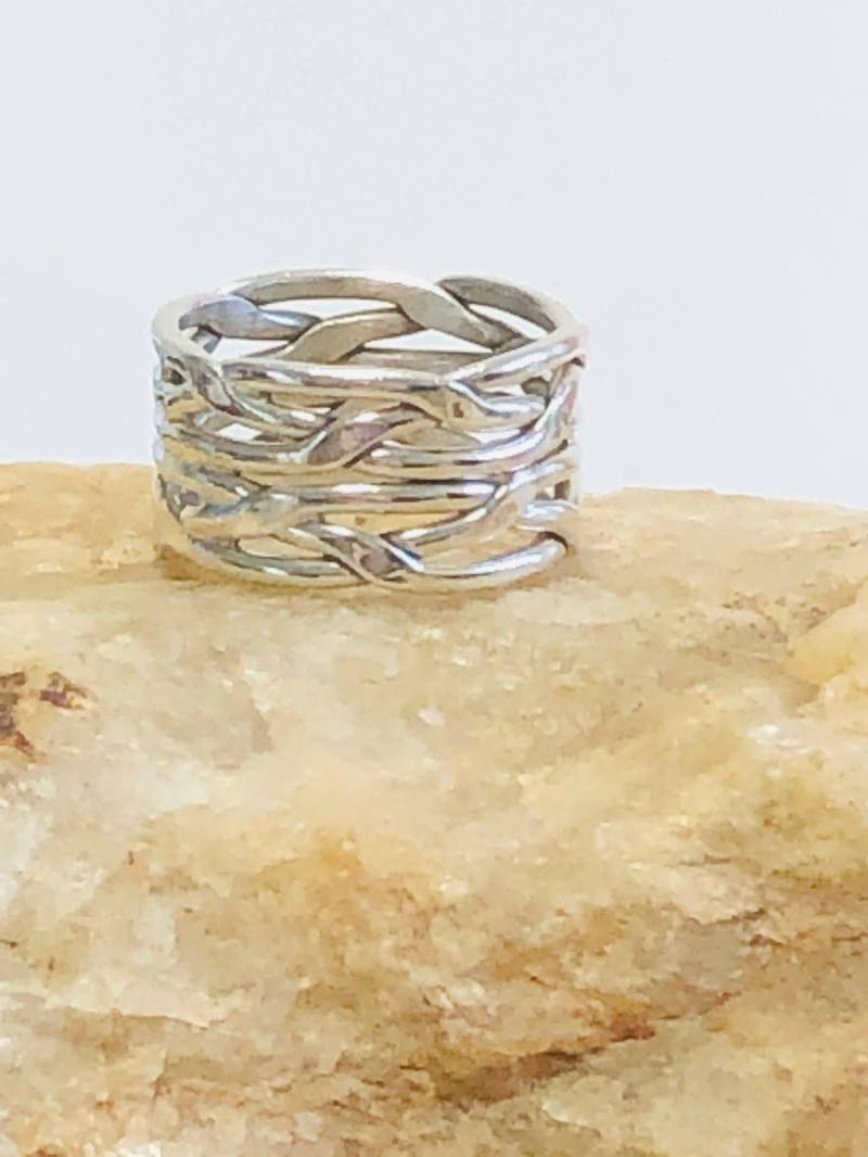 sterling Silber 925 Mexiko Breiter Band Ring von ATZAJEWELRY