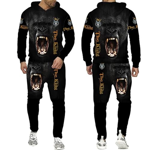 ATZTD Herren-Sweatshirt und Hose, Löwe, Leopardenmuster, Affe, Jogginganzug, Trainingsanzug, Sportanzug, Fitness (Affe1, M) von ATZTD