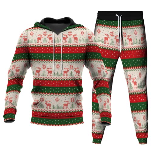 ATZTD Unisex Weihnachten Trainingsanzug Sets Hoodie Sweatpants Sport Jogger Set (Weihnachten 2, XXL) von ATZTD