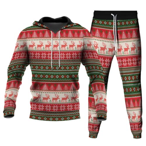 ATZTD Unisex Weihnachten Trainingsanzug Sets Hoodie Sweatpants Sport Jogger Set (Weihnachten 4, XXL) von ATZTD