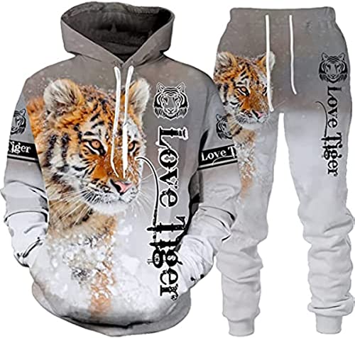 Herren Tier 3D Tiger Jogginganzüge Set 3D Gedruckt S-6XL (Tiger 7,3XL) von ATZTD