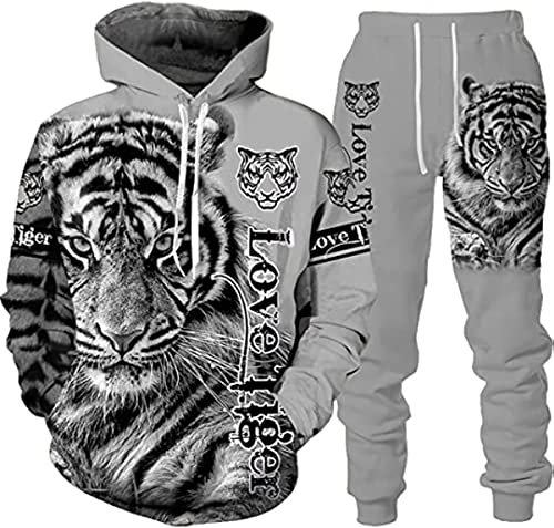 Herren Tier 3D Tiger Jogginganzüge Set 3D gedruckt S-6XL (Tiger 4,XXL) von ATZTD