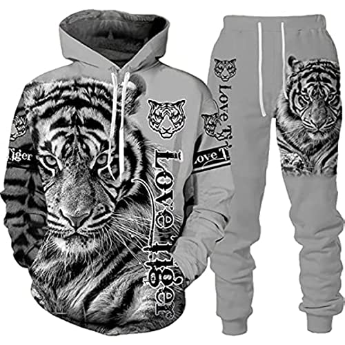 Herren Tier 3D Tiger Jogginganzüge Set 3D gedruckt S-6XL (Tiger 6,4XL) von ATZTD