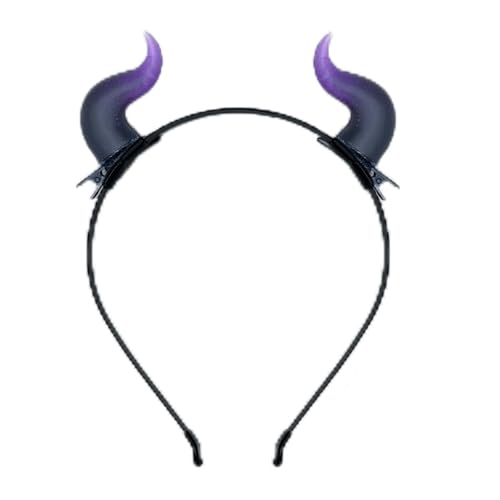 ATekatac Teufelshörner Haarband Hörner Haarspangen Teufel Cosplay Dämonenhorn Stirnband (Y Schwarz Lila) von ATekatac