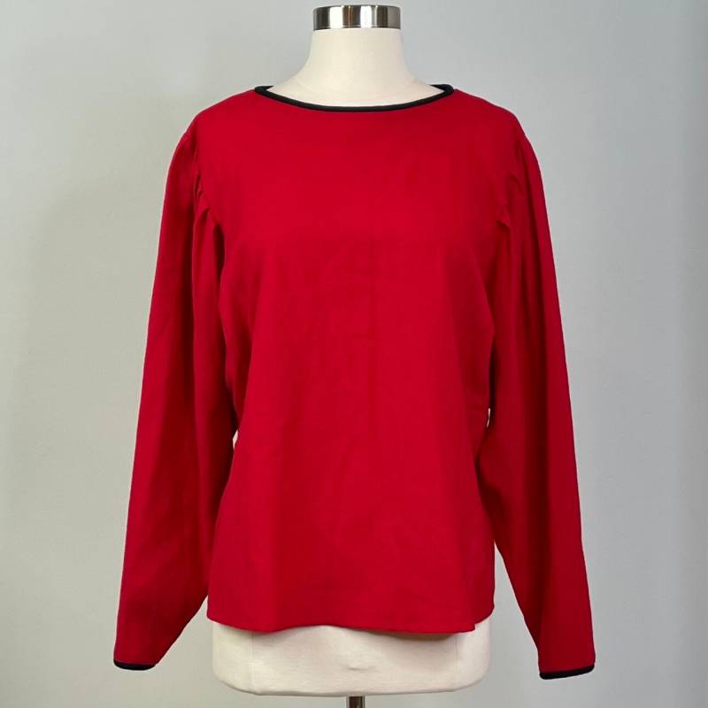 Joanie Char Vintage Rote Wolle Langarm Bluse von AThriftyLotus