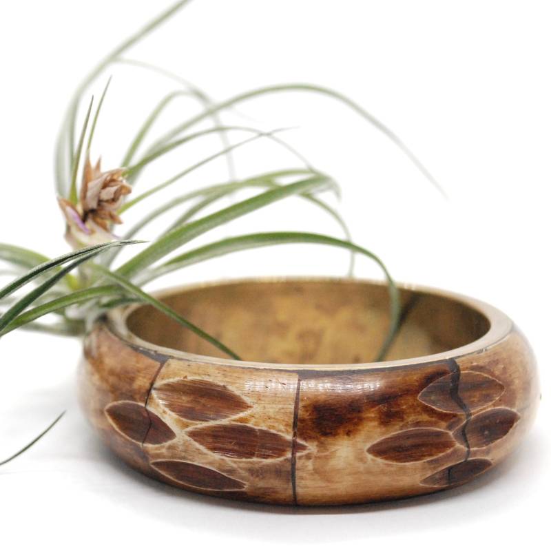 Alte Geschnitzte Knochen Armband Mit Messing-Liner - Boho Schmuck Homme Statement Armreif Funky 70Er Jahre von ATreasureHunt